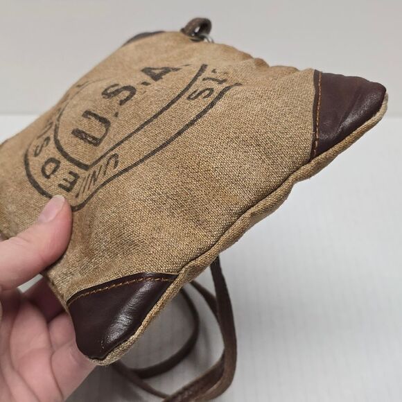 Mona B. USA Postage Stamp Vintage Look Distressed Cowgirl Crossbody Rustic Bag - Picture 4 of 9